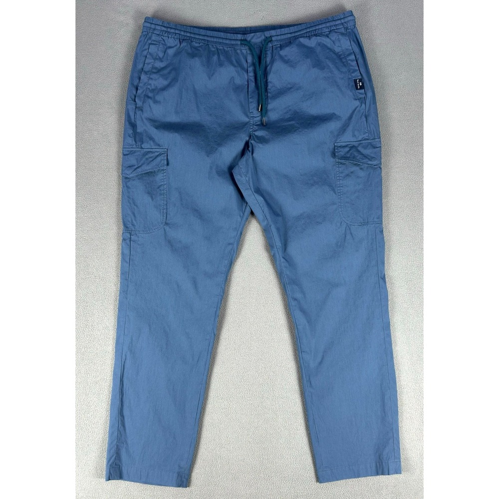 Paul Smith Pants Men 2XL Blue Cargo Pocket Drawstring Minimalist Quiet‎ Luxury